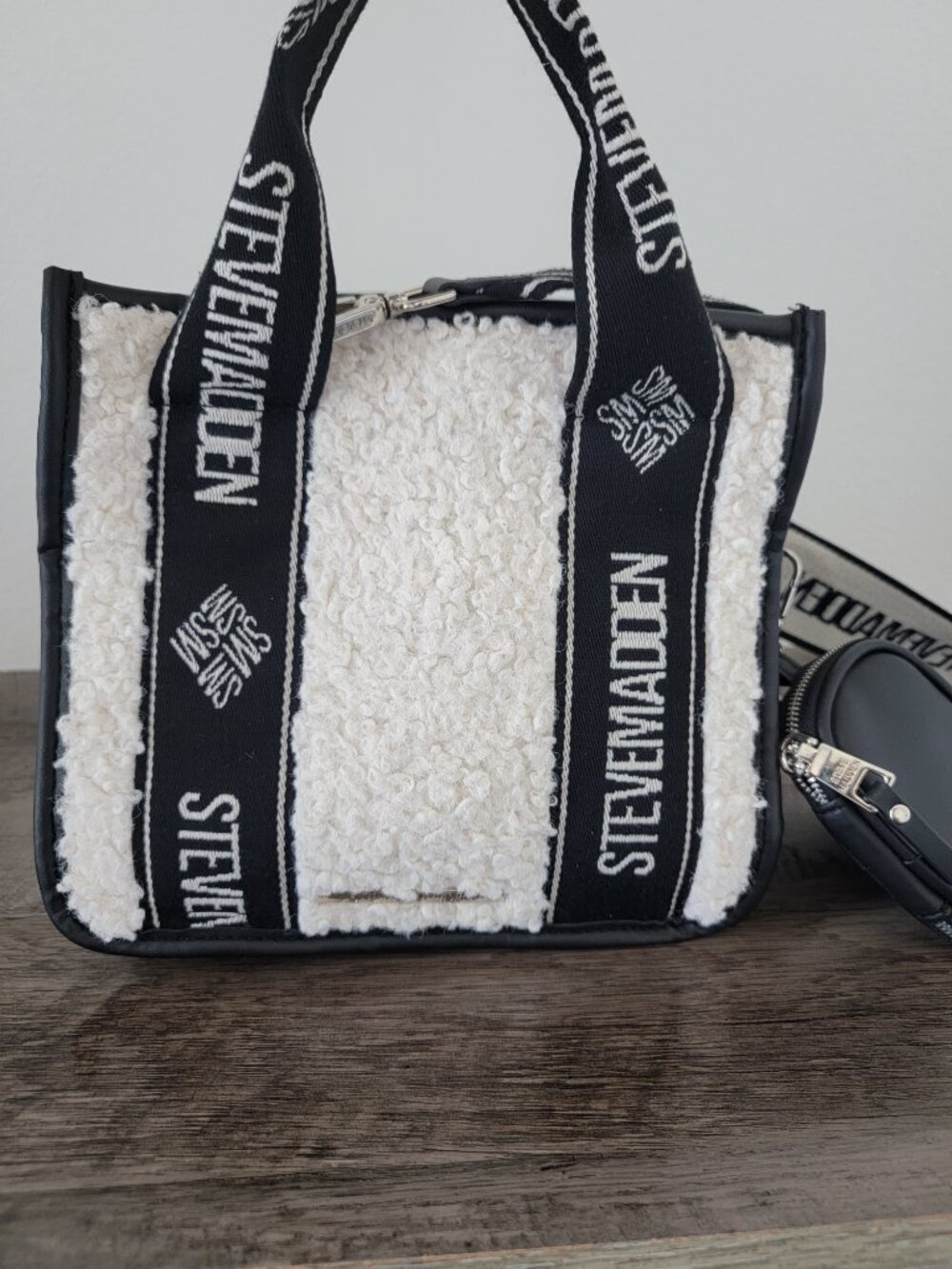Steve Madden Sherpa Mini Tote Crossbody Purse (With Coin Pouch!)